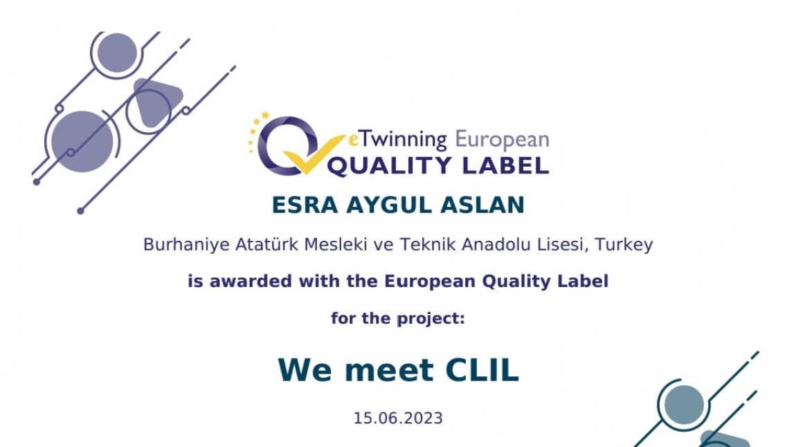 E twinning Projemize Avrupa Kalite Etiketi 